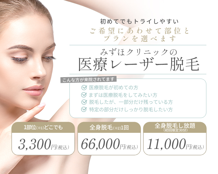 初めてでもトライしやすい!みずほクリニックの医療レーザー脱毛